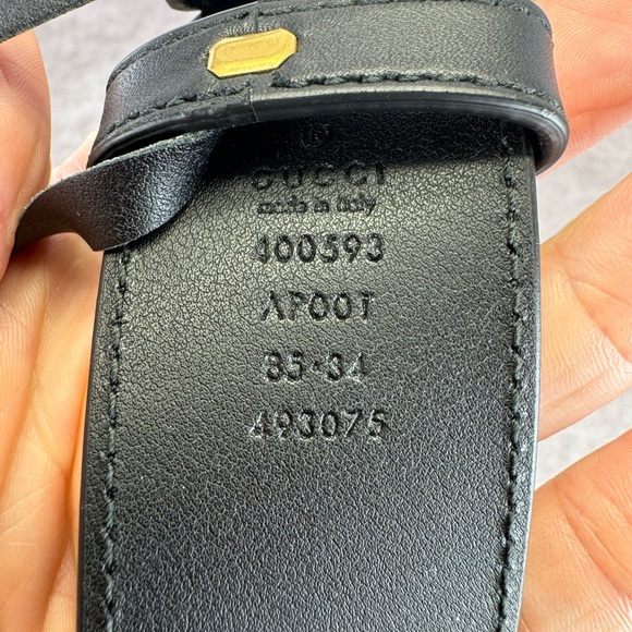 Gucci 2015 Re Edition Wide Leather Belt Gg Double Marmont Black 400593 85/34 - Picture 9 of 10